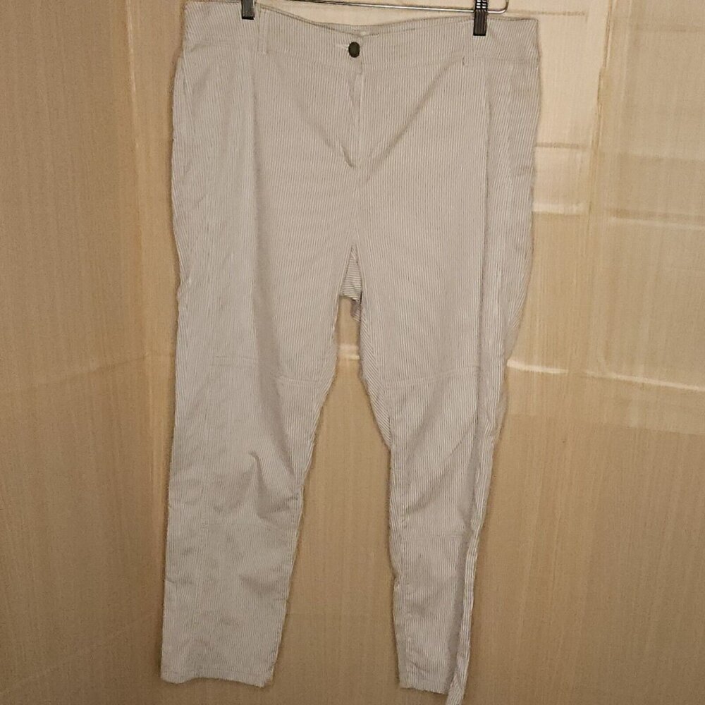 Chico's Tan White Pinstripe Casual Pants Medium - Picture 3 of 10